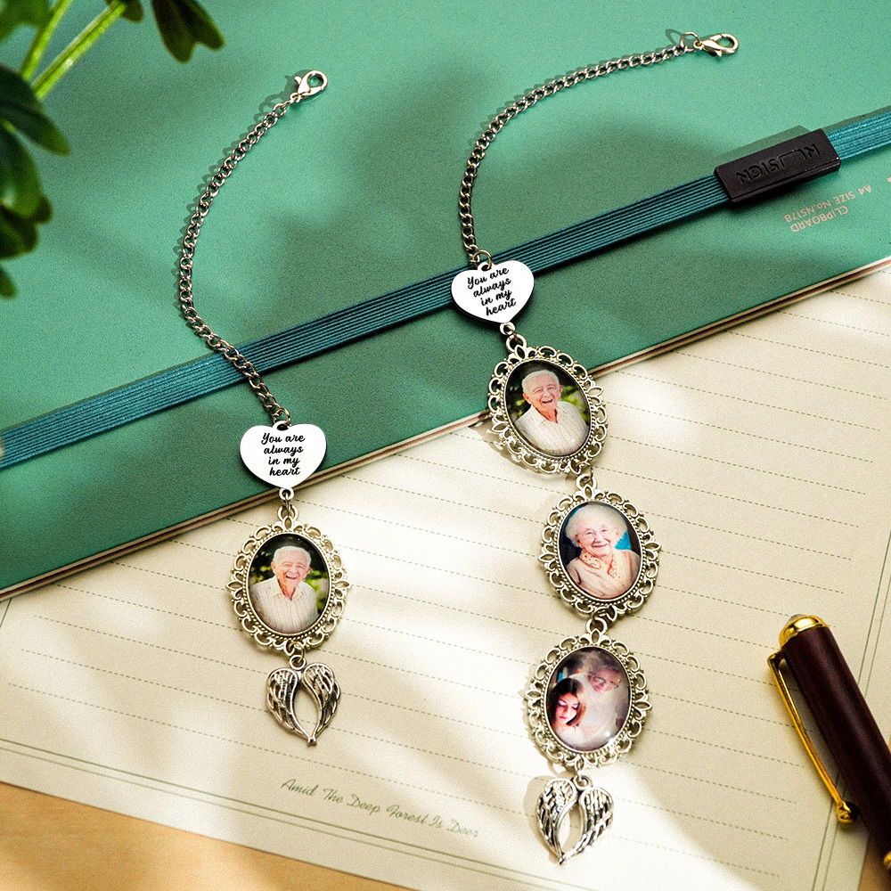 Custom Graduation Tassel Photo&Text Charm with Angel Wing,Memorial Graduation Gift For Her,2025 Graduation Memorial Tassel for grad cap