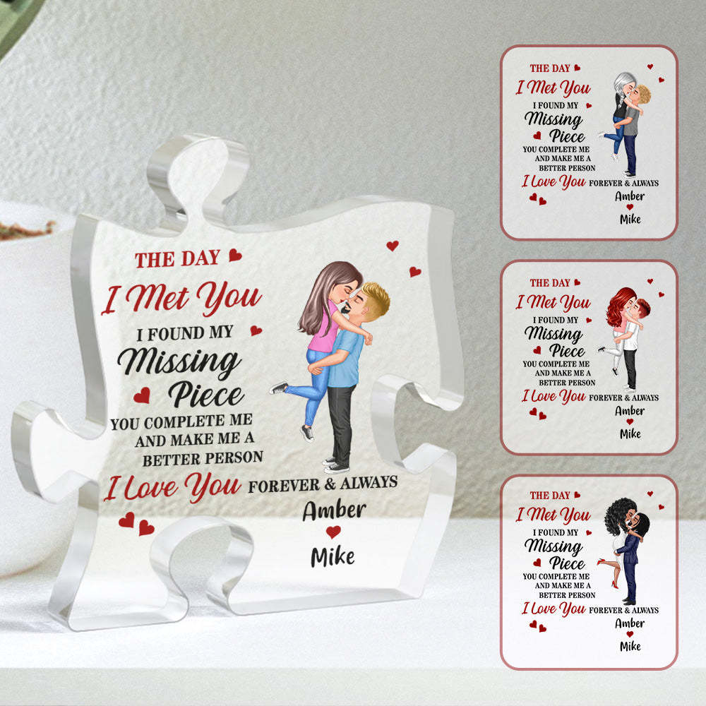 Personalized Couple Puzzle Plaque I Found My Missing Piece Cartoon Fra