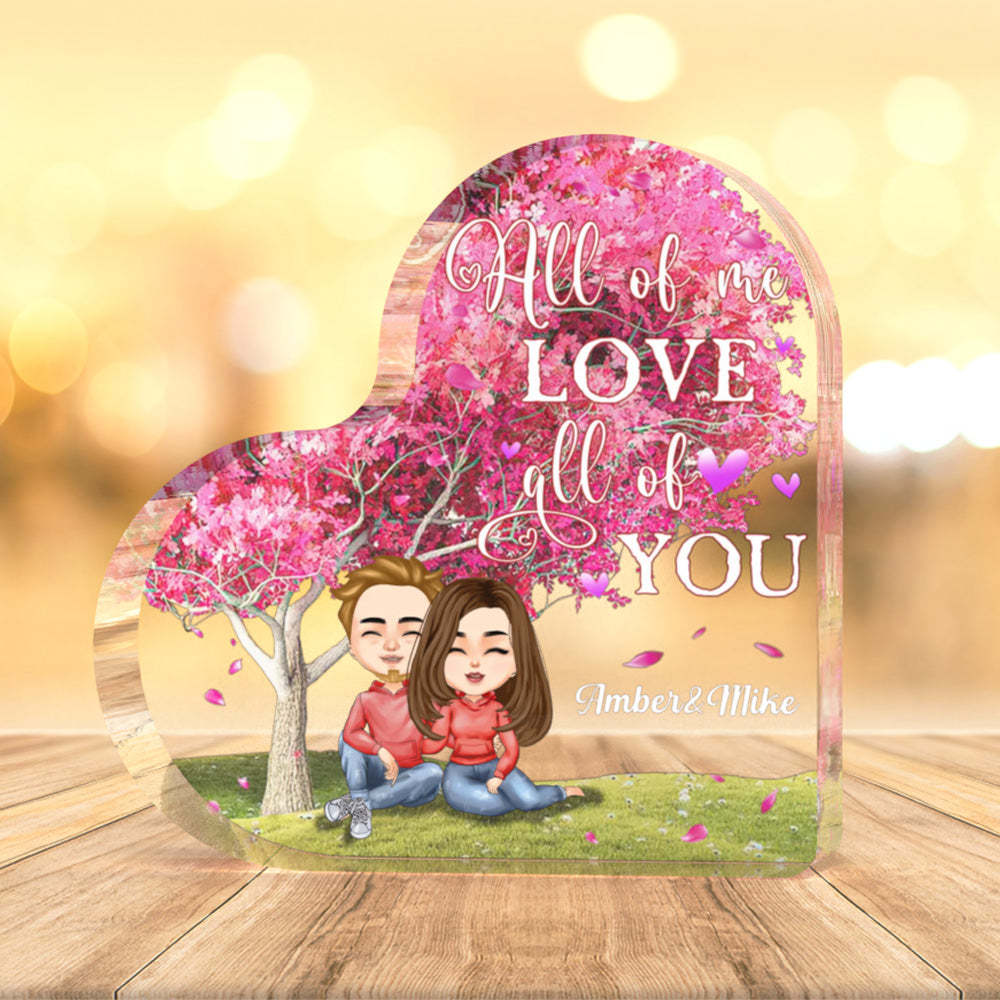 Custom Heart Plaque Love Couple Personalized Hairstyle Clothes and Nam