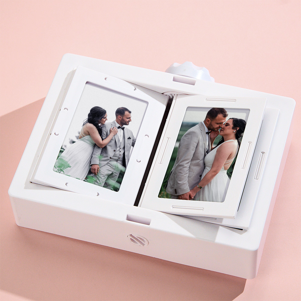 Personalized Rotating Photo Frame Carousel Custom Photo Desktop Photo Reel Flip & Spin Photo Box 2025 Christmas Gifts