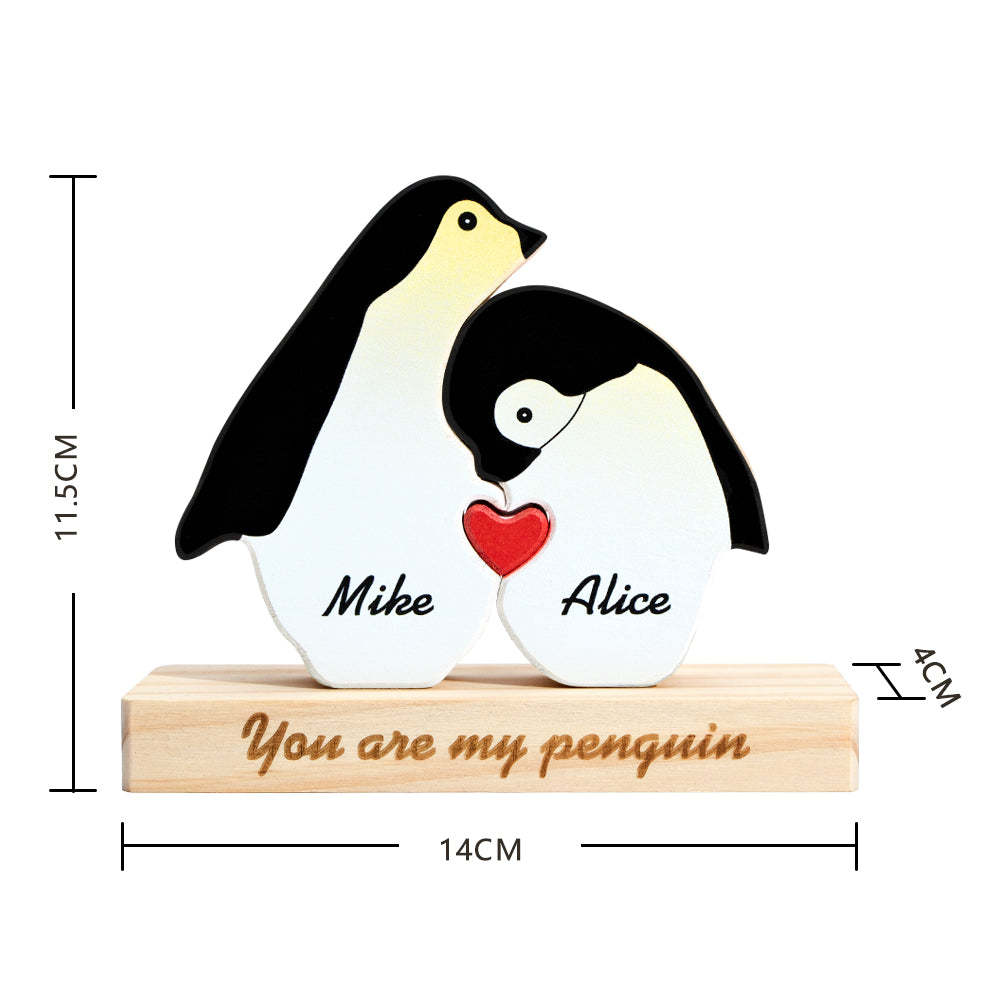 Custom Name Penguin Wooden Blocks Couple Plaque Gifts for Her You Are My Penguin - NameNecklace - myphotowallet