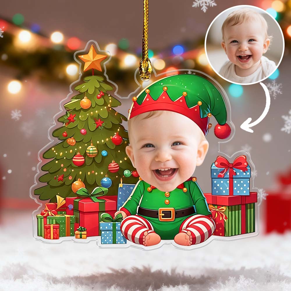 Personalized Christmas Ornament for Kids, Custom Photo Acrylic Christmas Tree Decor, Holiday Gift Idea 2025,Christmas Gift Keepsake for Baby