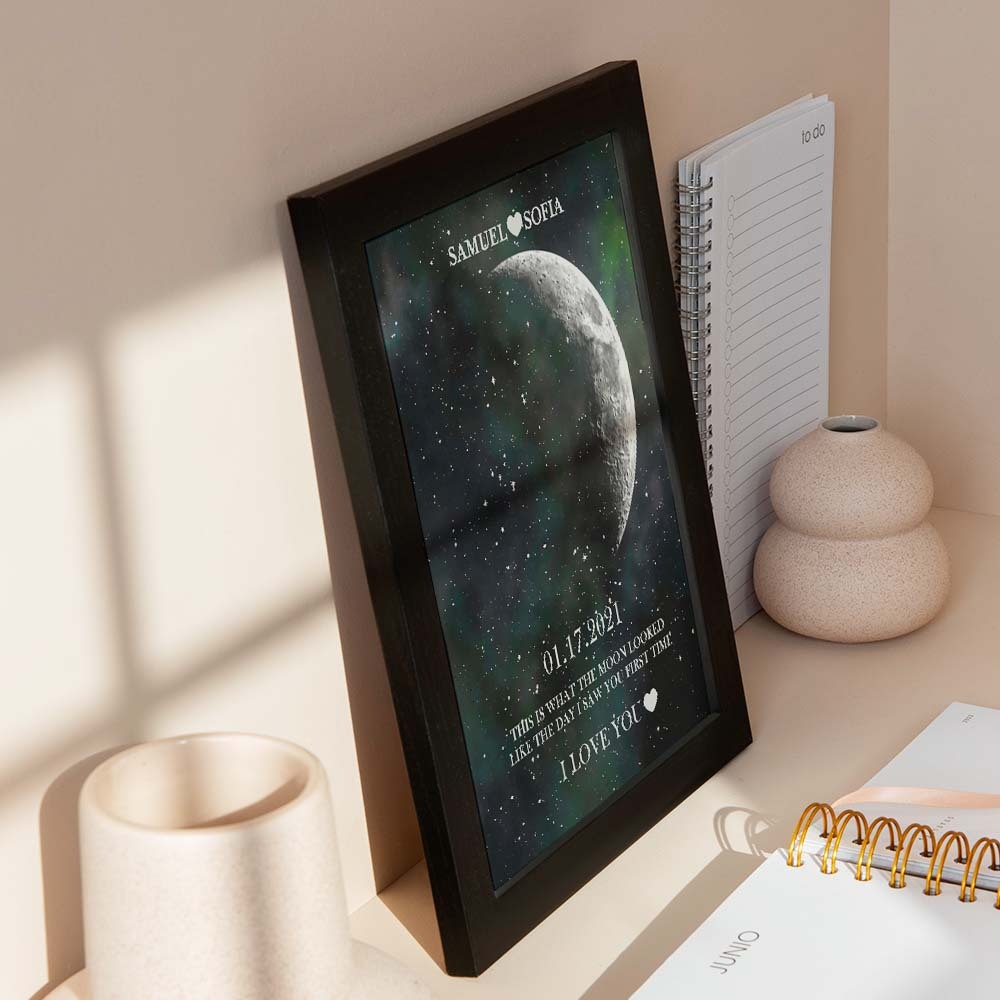 Custom Moon Phase Print Frame Anniversary Gifts for Her - Myphotowallet