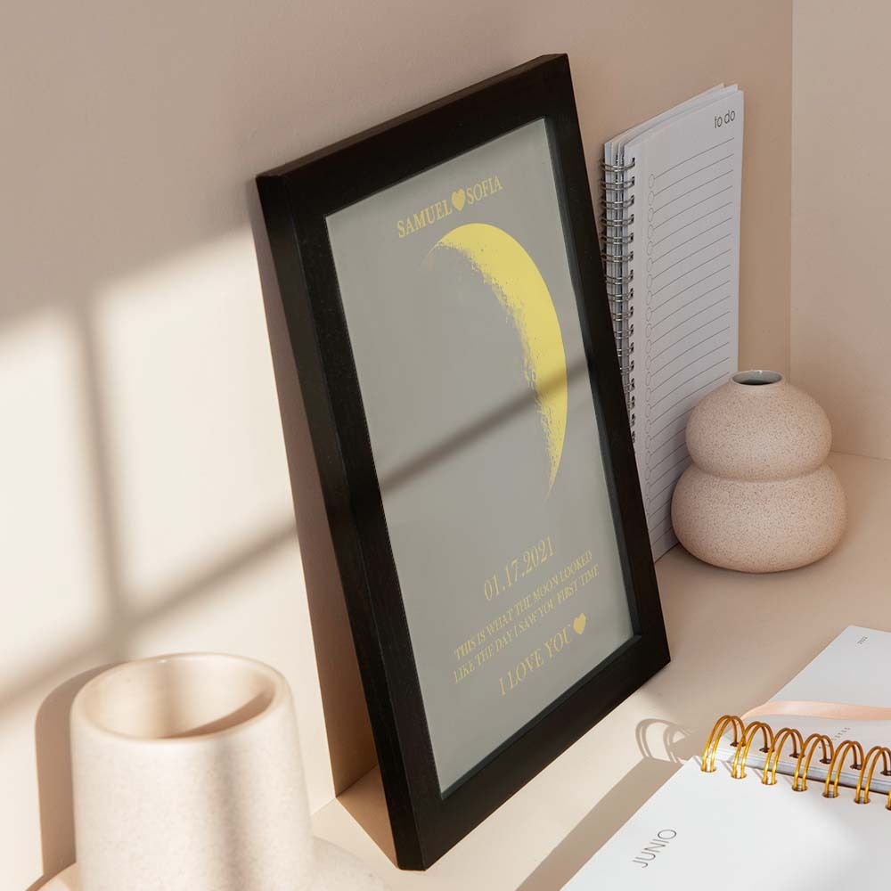 Custom Moon Phase Gold Print Frame Gifts for Birthday and Anniversary - Myphotowallet