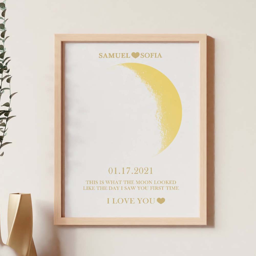 Custom Moon Phase Gold Print Frame Gifts for Birthday and Anniversary - Myphotowallet
