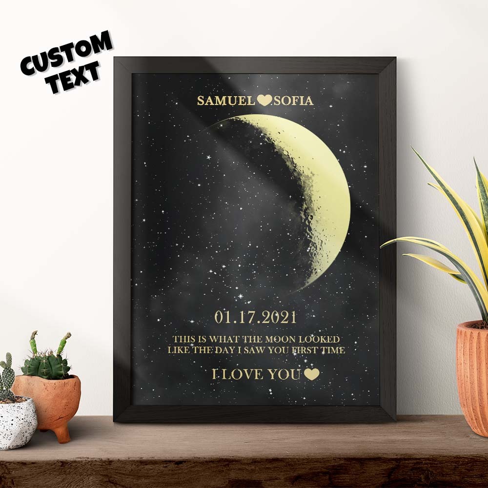 Custom Moon Phase Gold Print Frame Gifts for Birthday and Anniversary - Myphotowallet