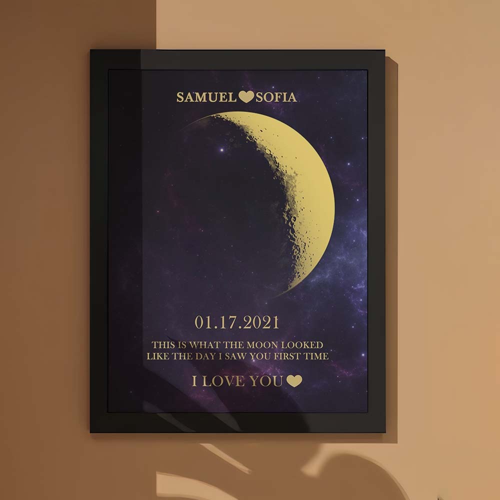 Custom Moon Phase Gold Print Frame Gifts for Birthday and Anniversary - Myphotowallet