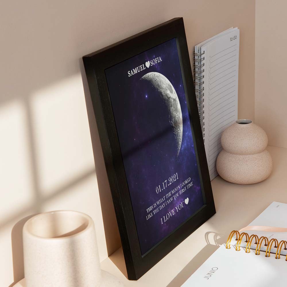 Custom Moon Phase Print Frame Anniversary Gifts for Her - Myphotowallet