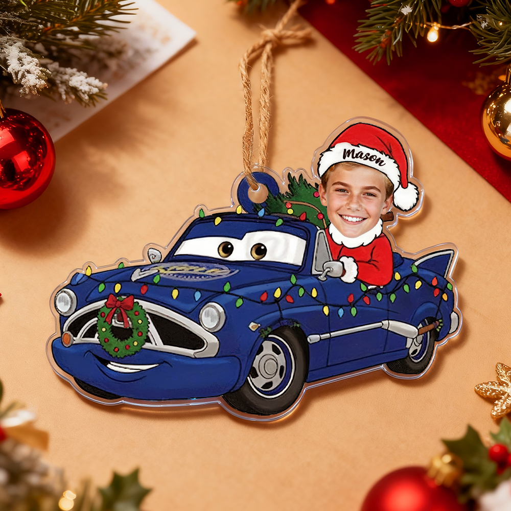 Personalized Disney Cars Acrylic Christmas Ornament for Kids,Kids Name Christmas Ornament,Custom Photo Character Lightning McQueen Tow Mater - 