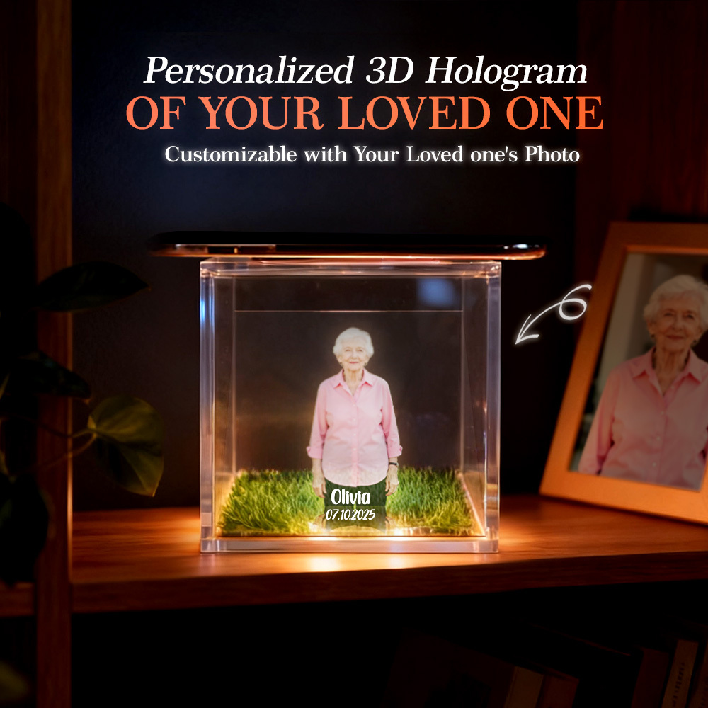 Holographic-style Illusion 3D Holographic House Custom Photo Memorial Display Crystal-Clear Holographic Image