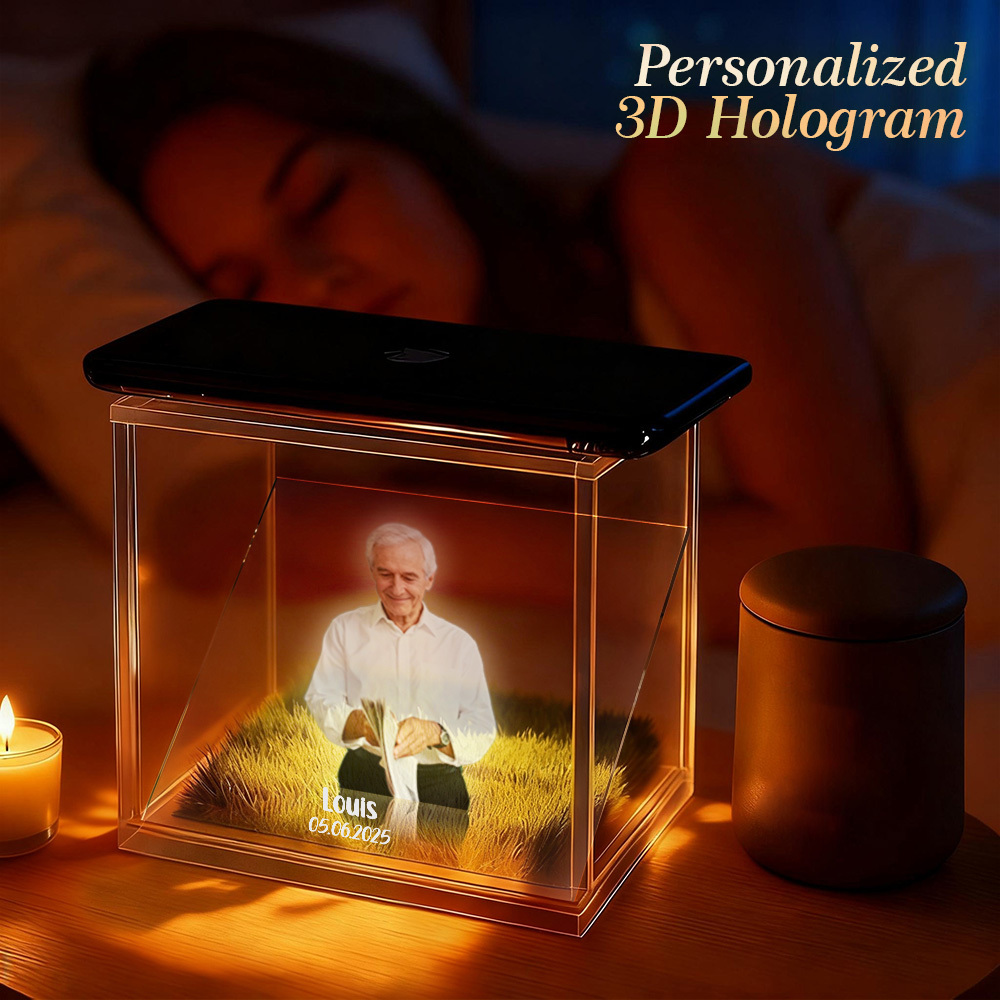 3D Holographic House Custom Photo Memorial Display Crystal-Clear Holographic Image