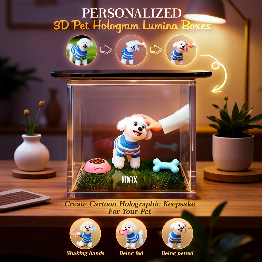 Pet Cartoon Holographic Lumina Boxes | High-Transmittance Holographic Material Image DIY Pet Holographic House For Dogs/Cats - 