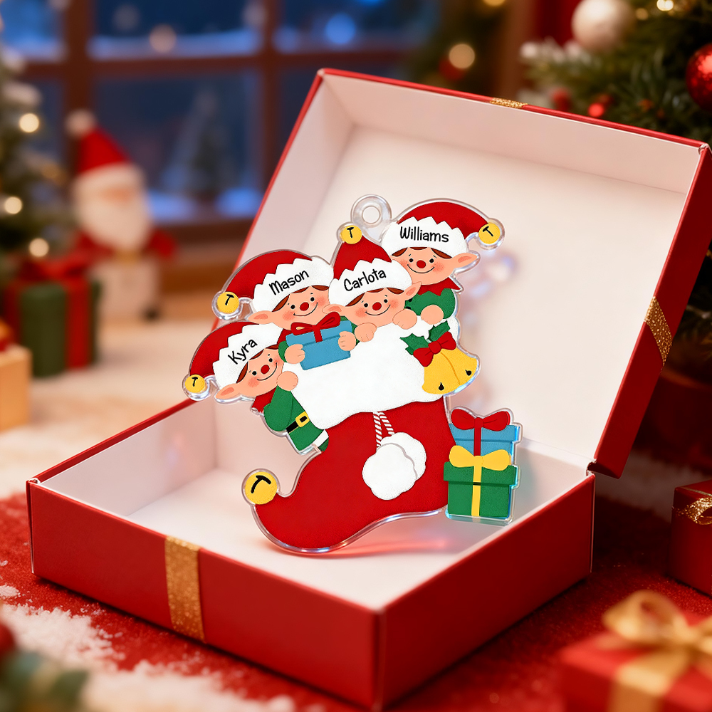 Personalized Christmas Ornaments With Name,2025 Family Christmas Ornament,Resin Elf Family Ornament,Christmas Keepsake,Family Christmas Gift