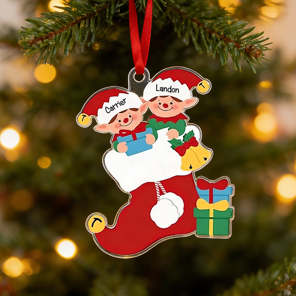 Personalized Christmas Ornaments With Name,2025 Family Christmas Ornament,Resin Elf Family Ornament,Christmas Keepsake,Family Christmas Gift