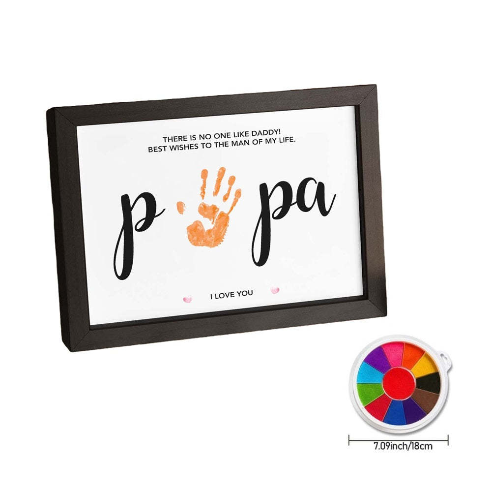 Personalized Text DIY Handprint Wooden Frame Fashion Papa Theme Memorial Gifts - Myphotowallet