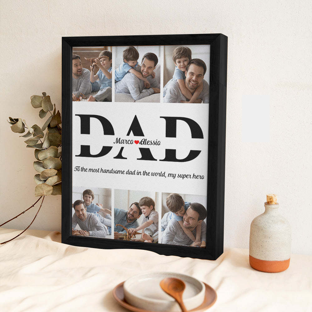 Personalized Cherished Photo Wooden Frame With Your Text Distinctive Gifts For Papa - Myphotowallet