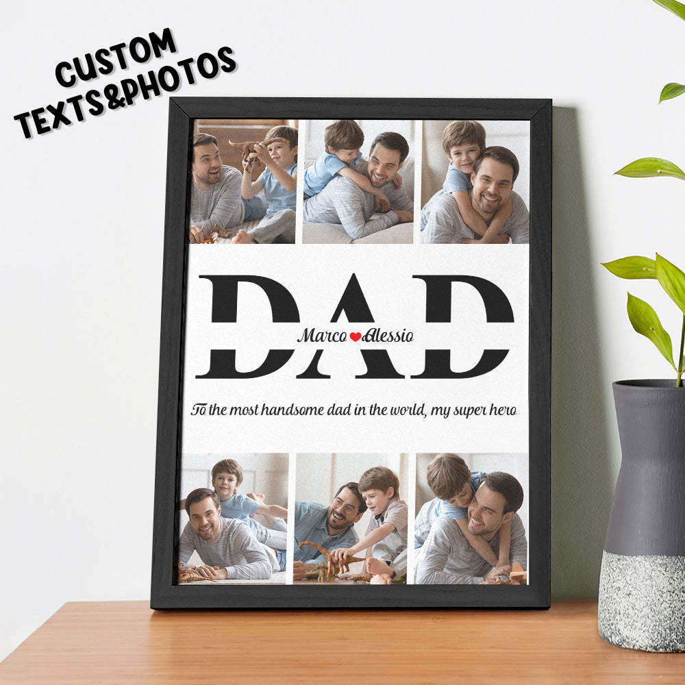 Personalized Cherished Photo Wooden Frame With Your Text Distinctive Gifts For Papa - Myphotowallet