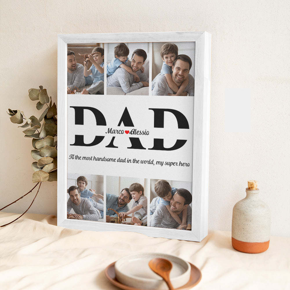 Personalized Cherished Photo Wooden Frame With Your Text Distinctive Gifts For Papa - Myphotowallet
