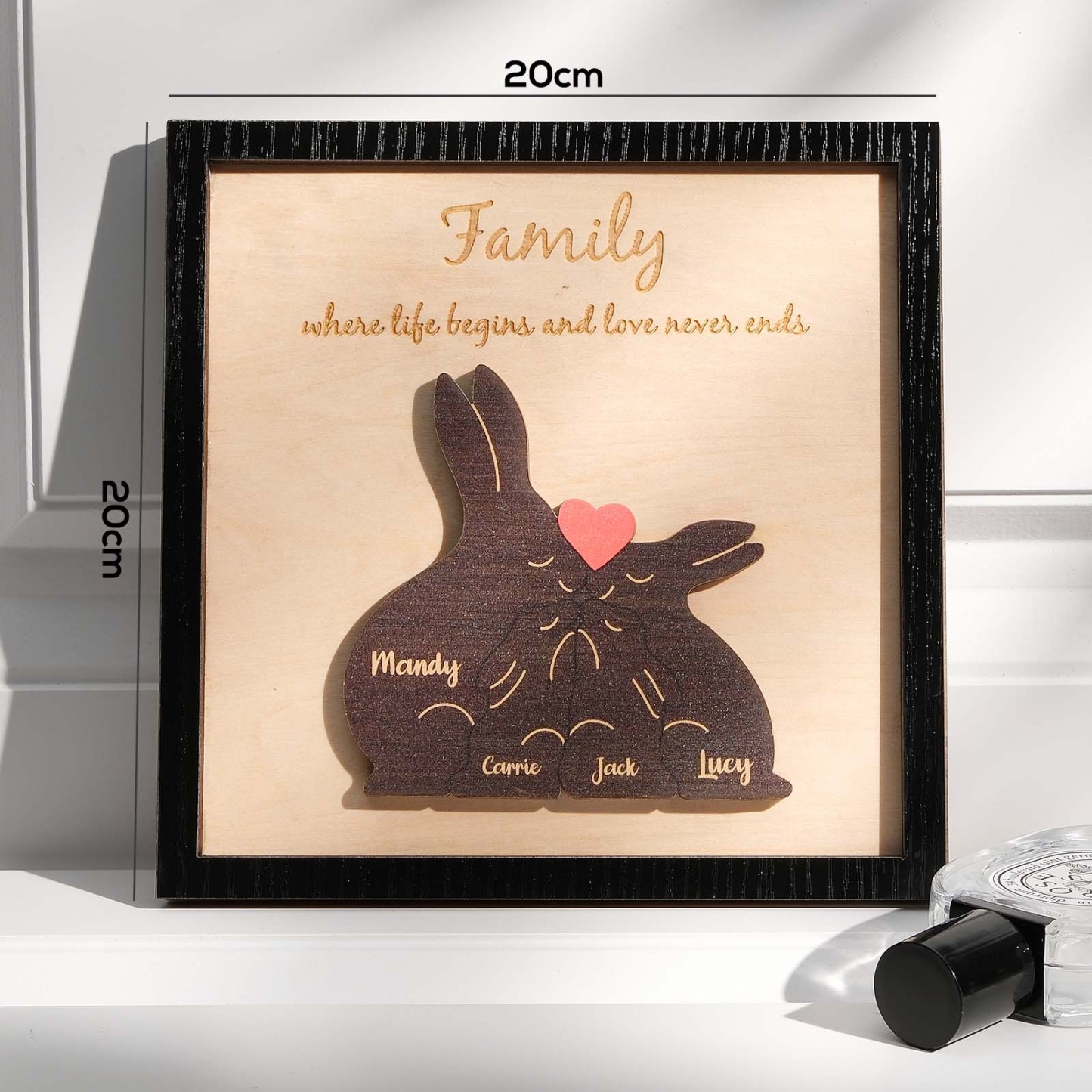Custom Name Rabbit Family Puzzle Wooden Frame Personalized Wooden Home Decorations Motther's Day Gift - NameNecklace - myphotowallet