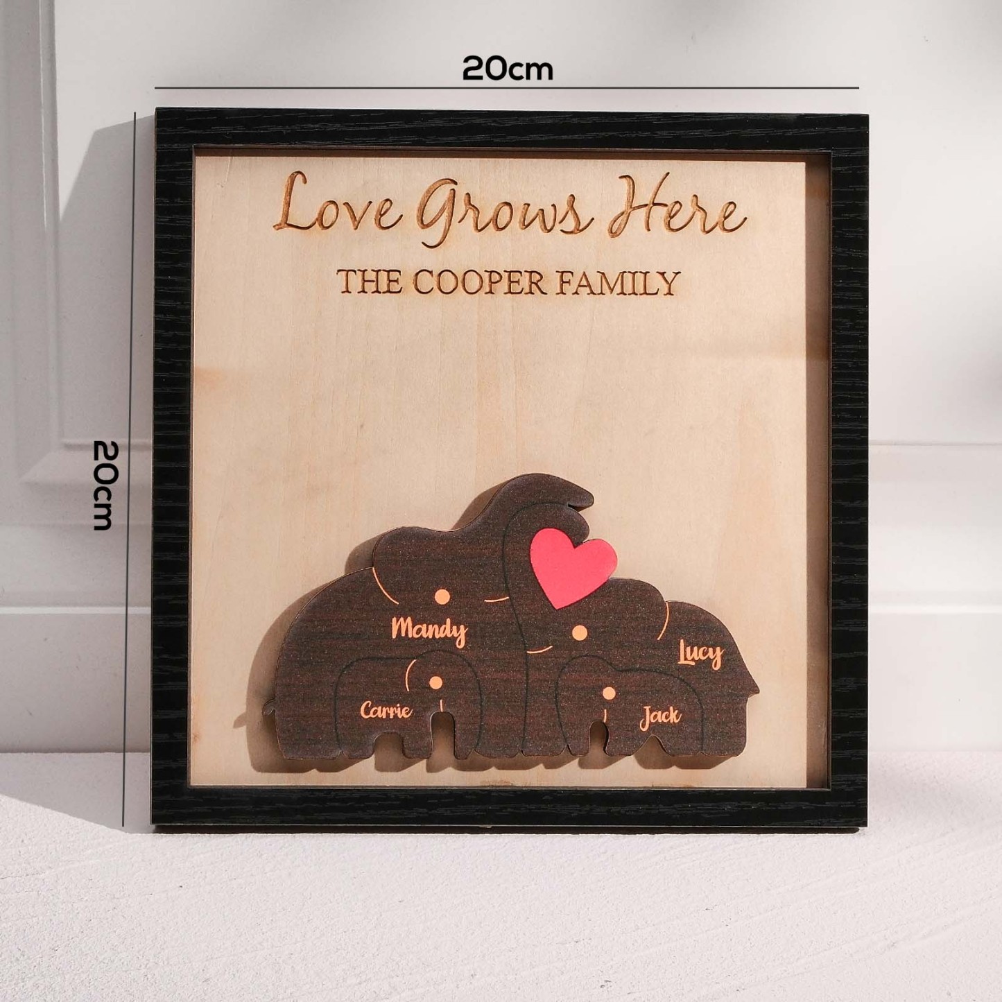 Custom Name Elephant Family Puzzle Wooden Frame Personalized Wooden Home Decorations Motther's Day Gift - NameNecklace - myphotowallet