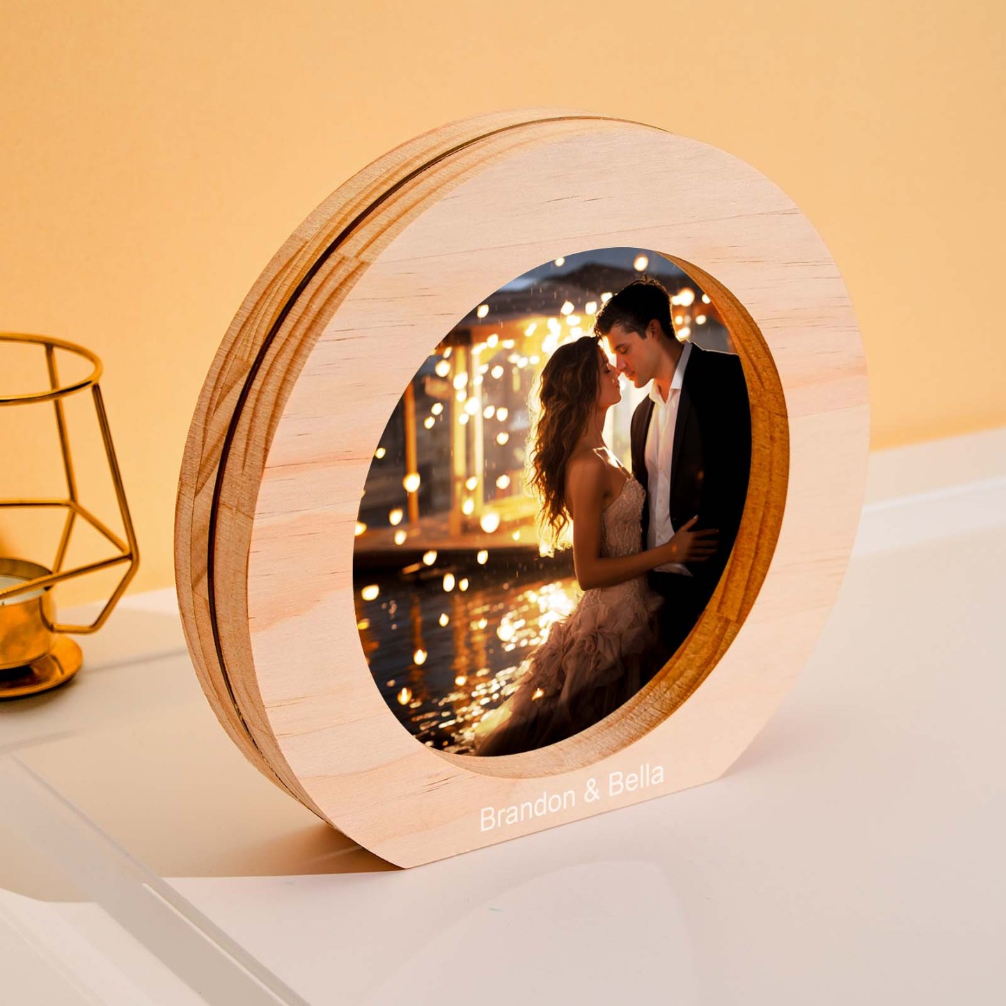 Custom Photo Round Wooden Plaque - NameNecklace - myphotowallet