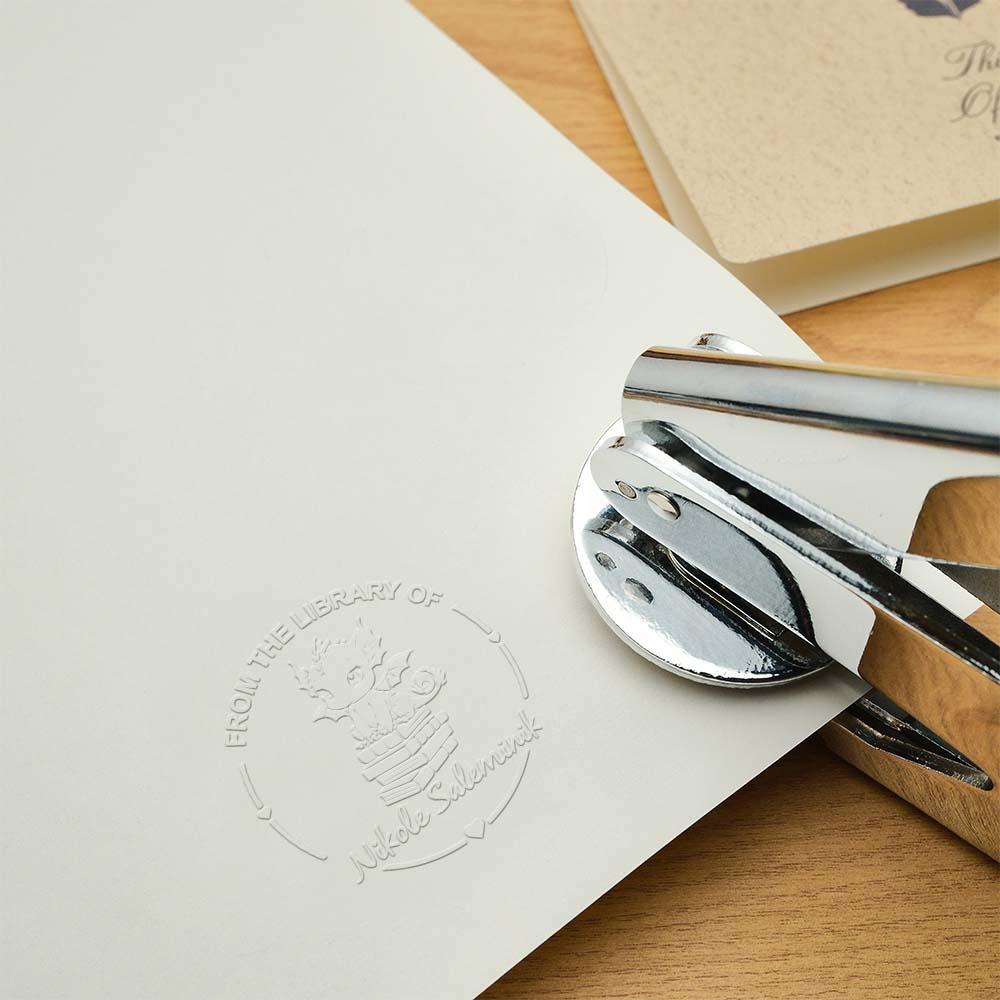 Personalized I'm Not A Bookworm I'm A Book Dragon Book Embosser Stamp From The Library of Dragon Gifts for Book Lover