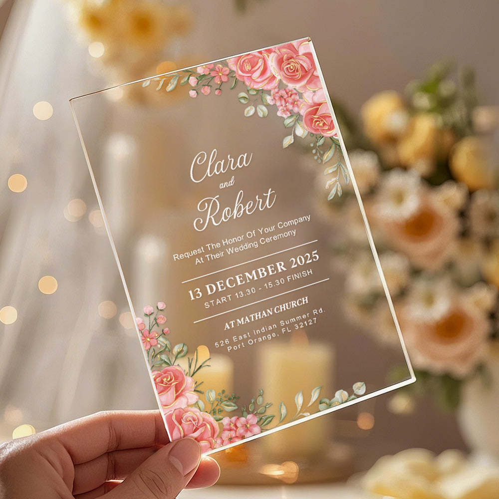 Personalized Acrylic Wedding Invitation Party Invitations Wedding Gift -   - myphotowallet