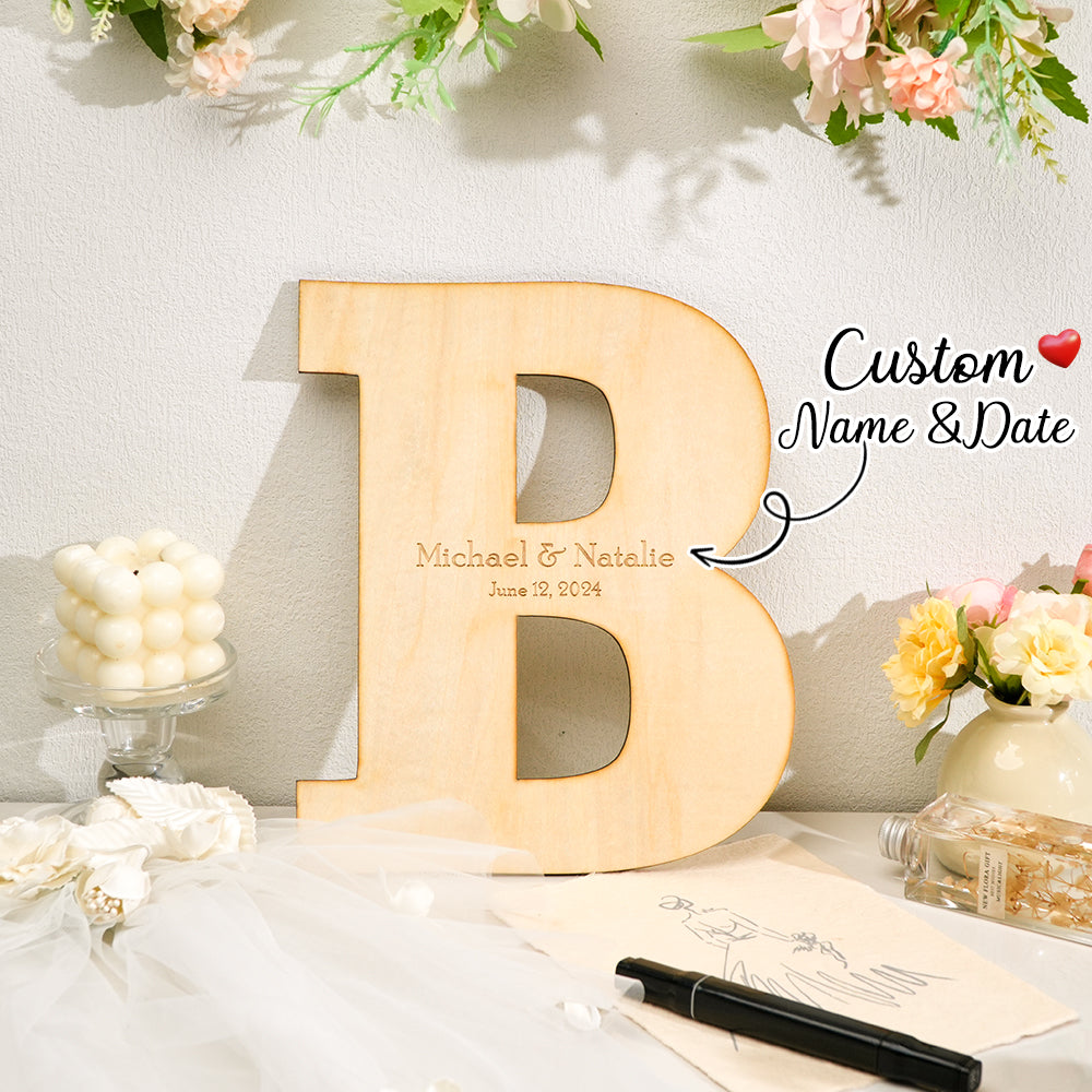 Personalized Wooden Name Sign Custom Letter Guest Book Wedding Guest Book