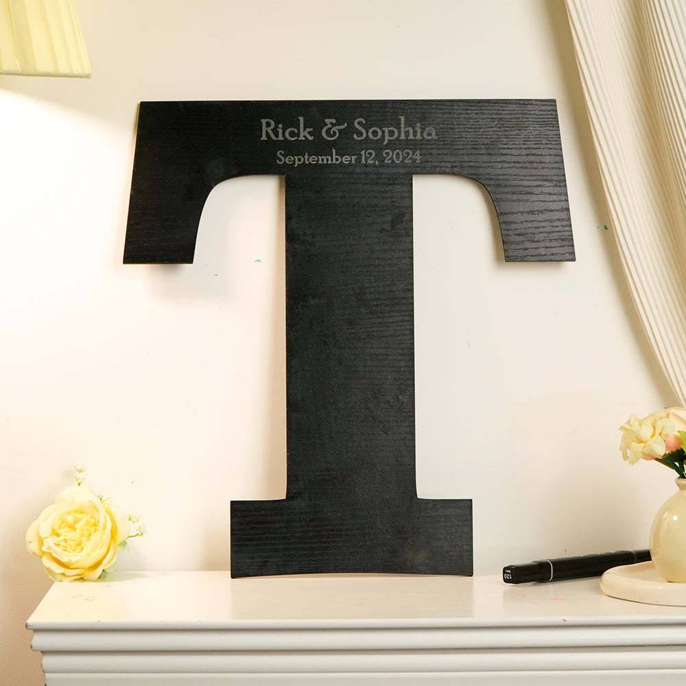 Personalized Black Wooden Name Sign Custom Letter Guest Book Wedding Guest Book -