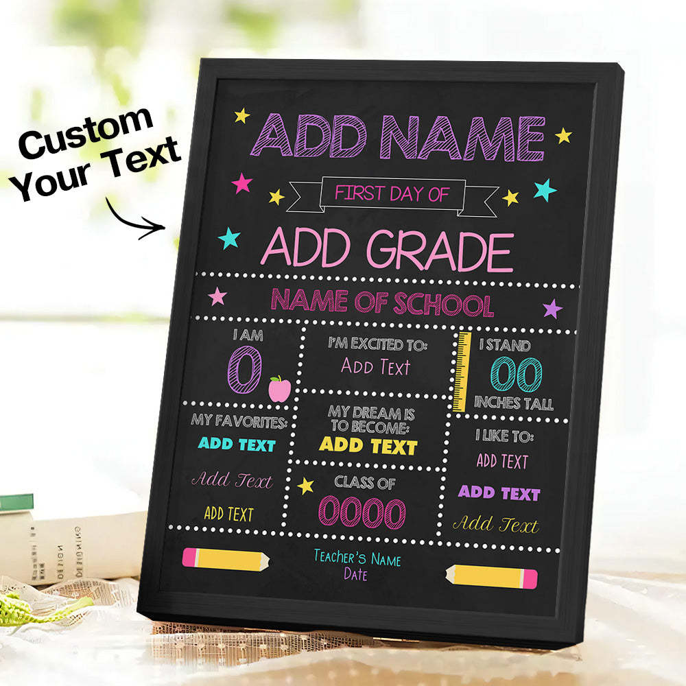 Personalized Back to School Sign First Day of School Sign Gift for Kids - Myphotowallet