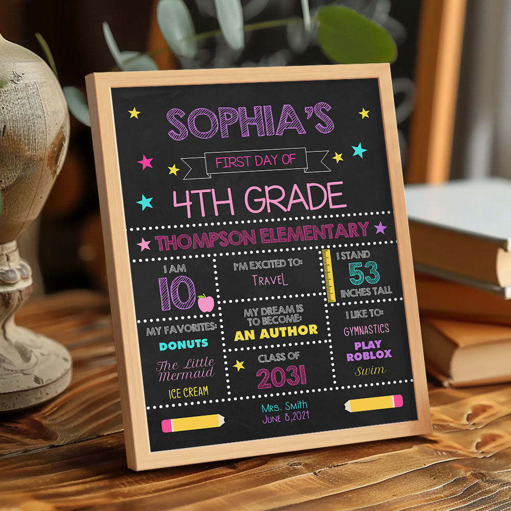 Personalized Back to School Sign First Day of School Sign Gift for Kids - Myphotowallet