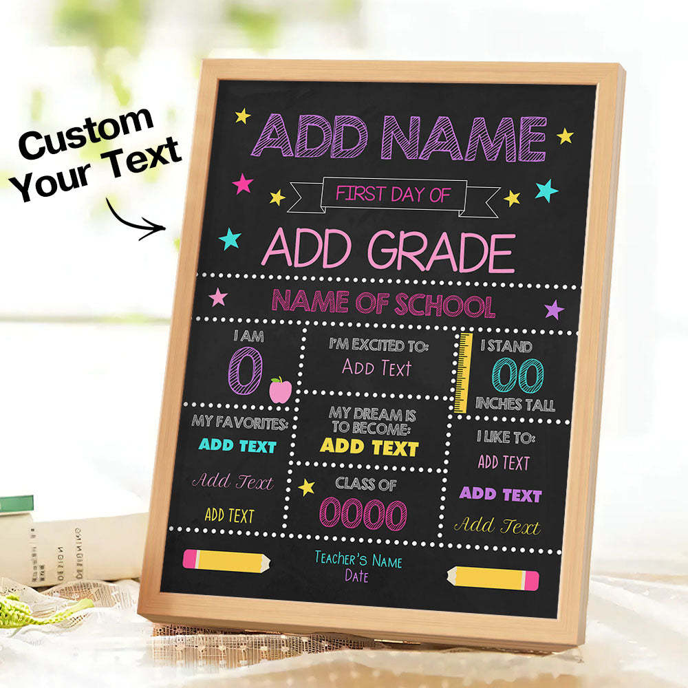 Personalized Back to School Sign First Day of School Sign Gift for Kids - Myphotowallet