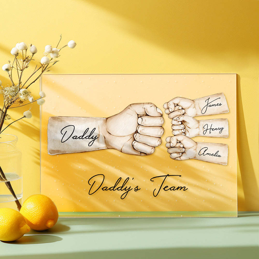 Custom Acrylic Keychain Personalized Daddy's Team Fist Bump Father's Day Gifts