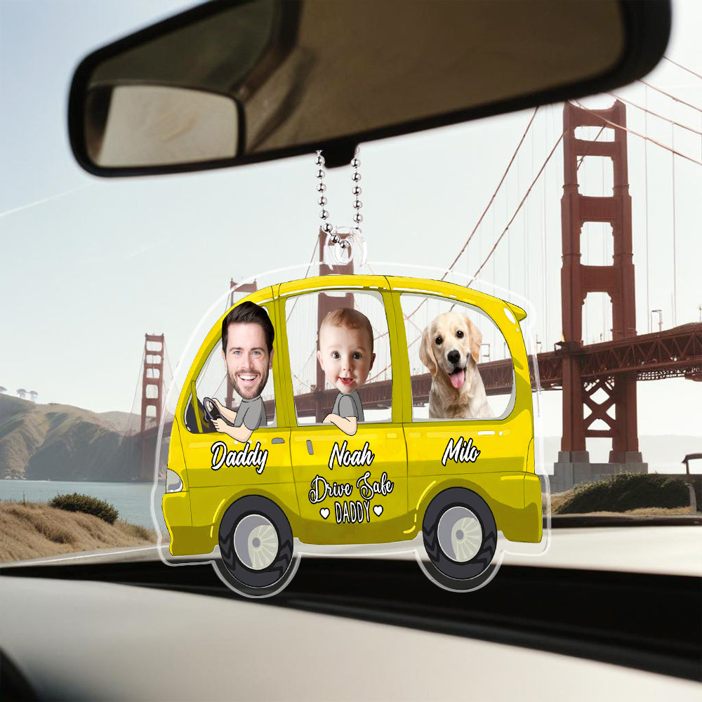 Funny Custom Photo Drive Safe Daddy Ornament For Car, Personalized Birthday Gift Idea for Daddy, Customized Baby Picture Acrylic Hanger