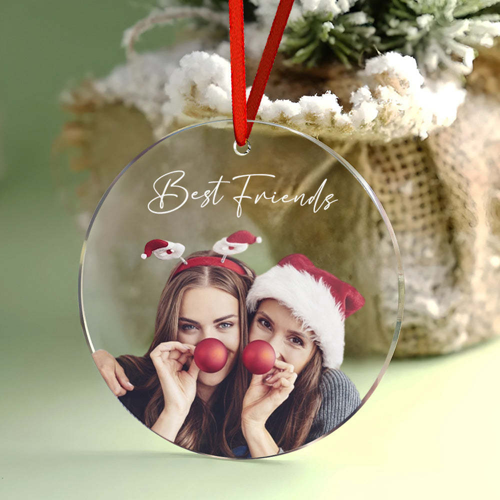 Personalized Photo Christmas Ornament with Text Christmas Gifts for Friends or Family - Myphotowallet