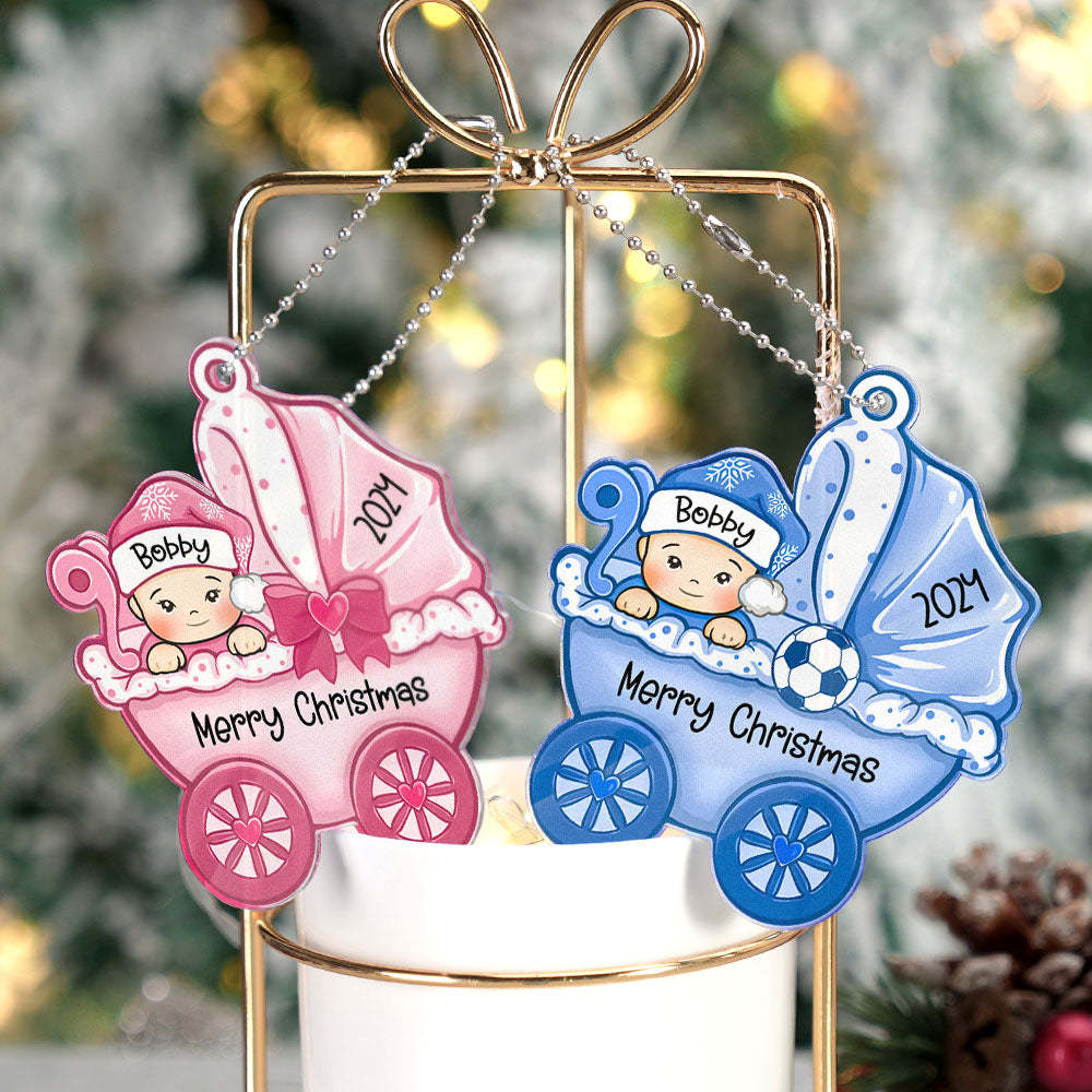 Personalized Baby's First Christmas Ornament Baby Carriage Ornament Gift for Baby - Myphotowallet