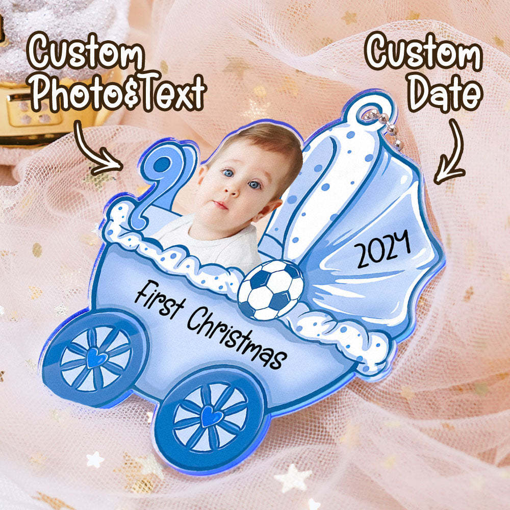 Personalized Baby's Carriage Ornament Photo Christmas Ornament Gift for Baby - Myphotowallet