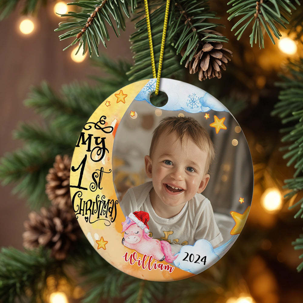 Personalized Baby's First Christmas Ornament with Photo Unicorn Christmas Ornament Gift for Kids - Myphotowallet