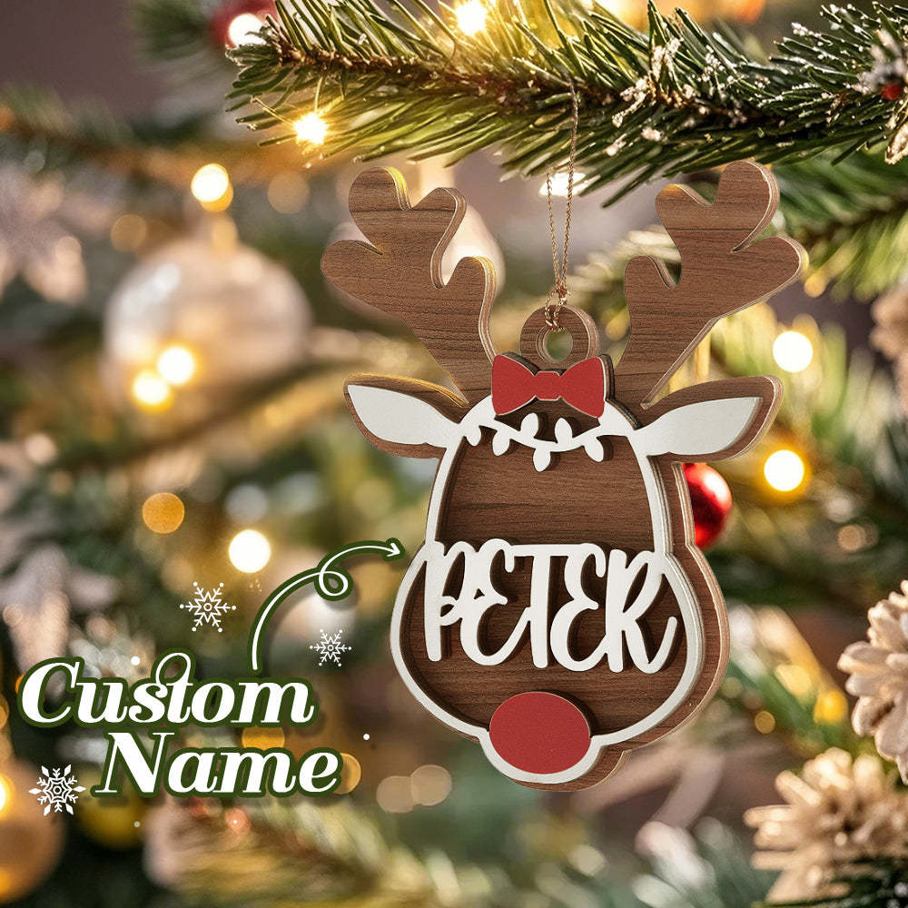Personalized Reindeer Ornament with Name Christmas Tree Decorations Gift -