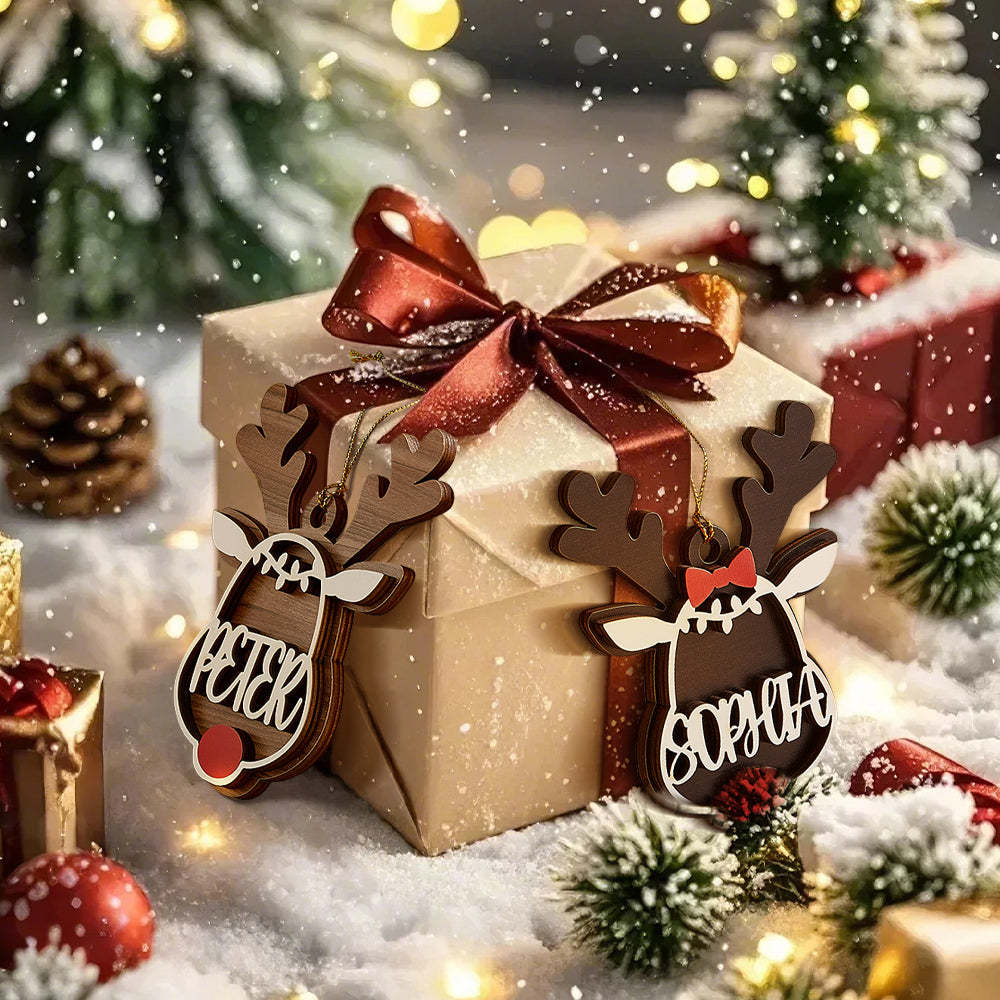 Personalized Reindeer Ornament with Name Christmas Tree Decorations Gift -