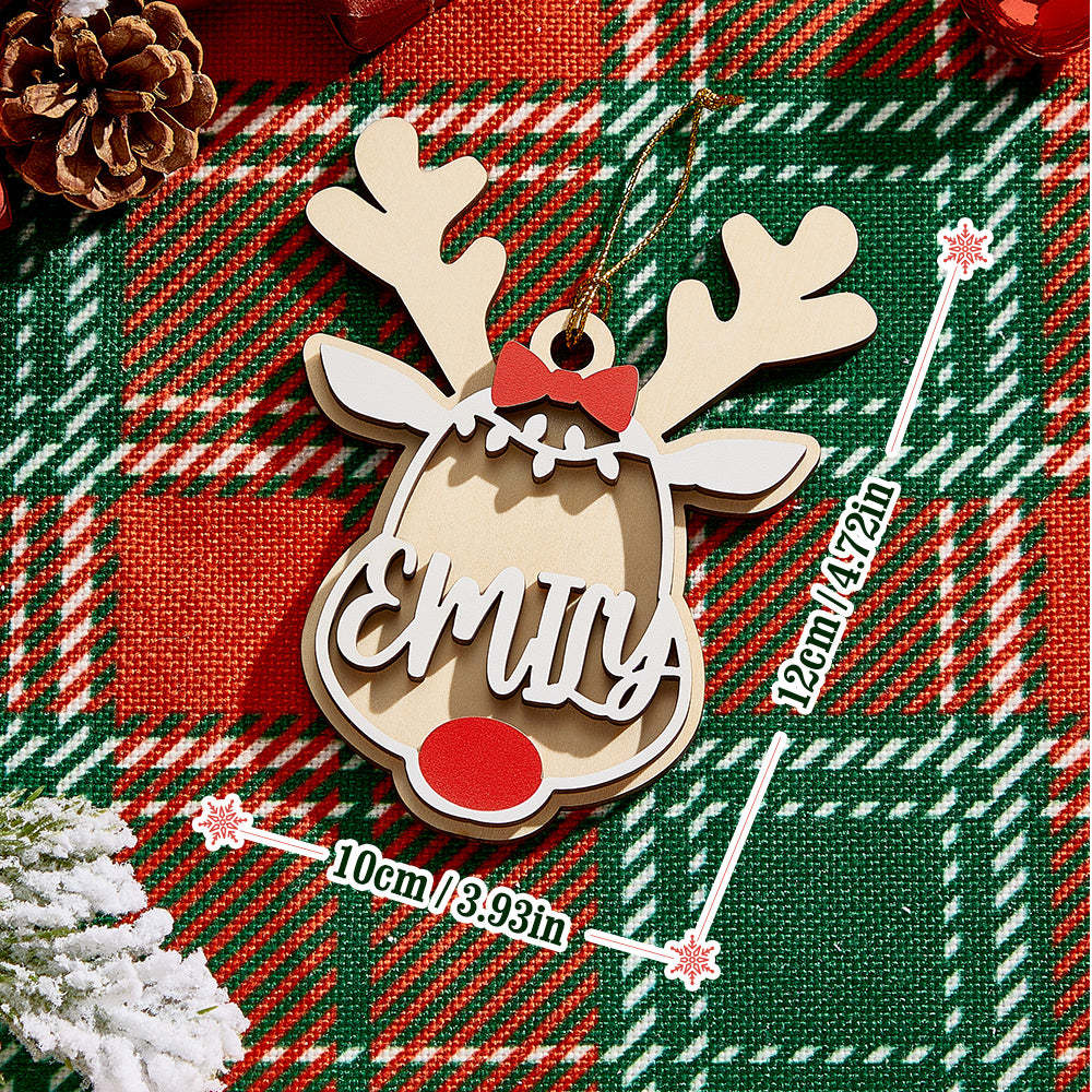 Personalized Reindeer Ornament with Name Christmas Tree Decorations Gift -