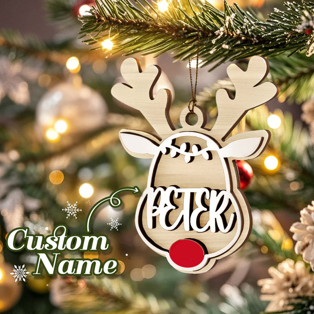 Personalized Reindeer Ornament with Name Christmas Tree Decorations Gift -