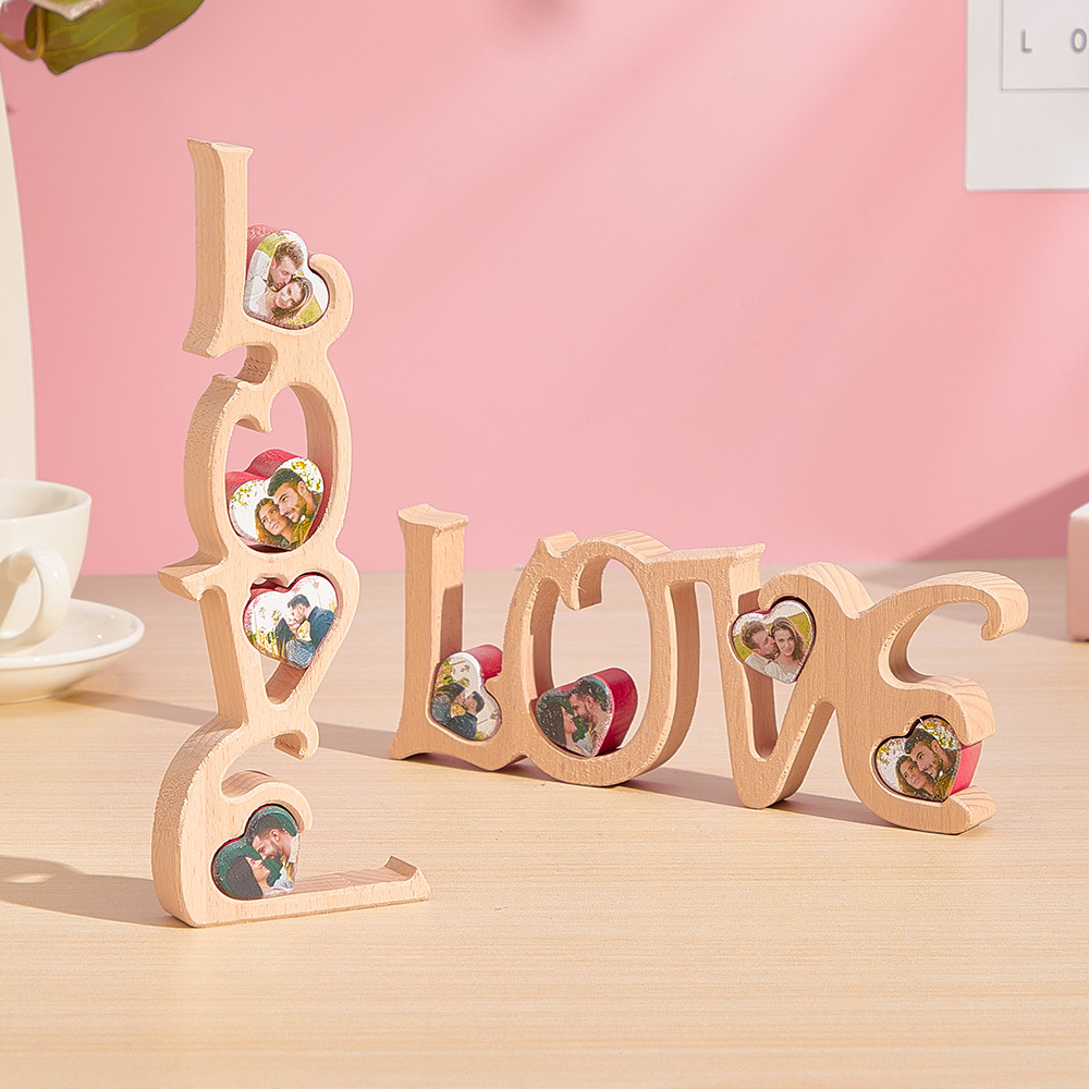 Personalized LOVE Hearts Photo Wooden Decoration Custom Gift for Couples Anniversary Valentine's Day Gifts - myphotowallet