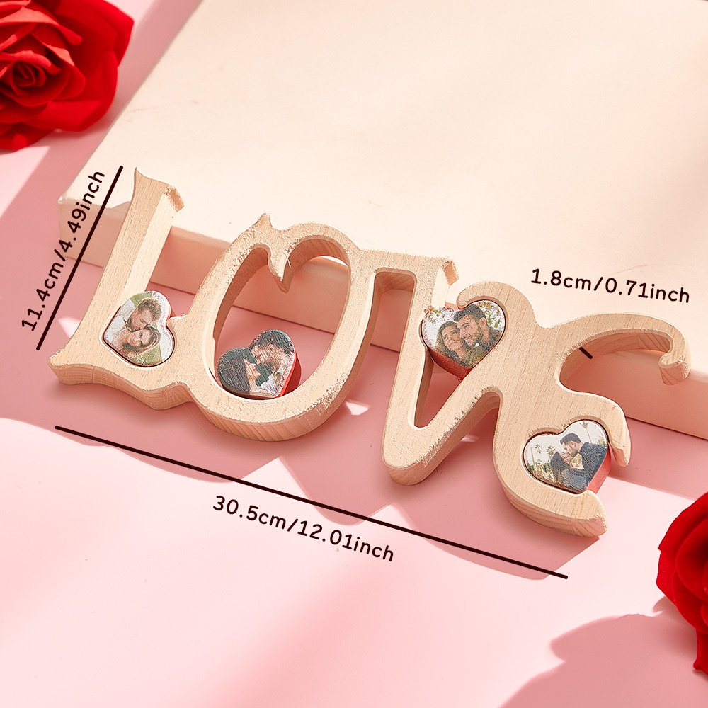 Personalized LOVE Hearts Photo Wooden Decoration Custom Gift for Couples Anniversary Valentine's Day Gifts - myphotowallet