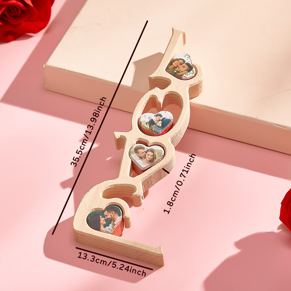 Personalized LOVE Hearts Photo Wooden Decoration Custom Gift for Couples Anniversary Valentine's Day Gifts - myphotowallet