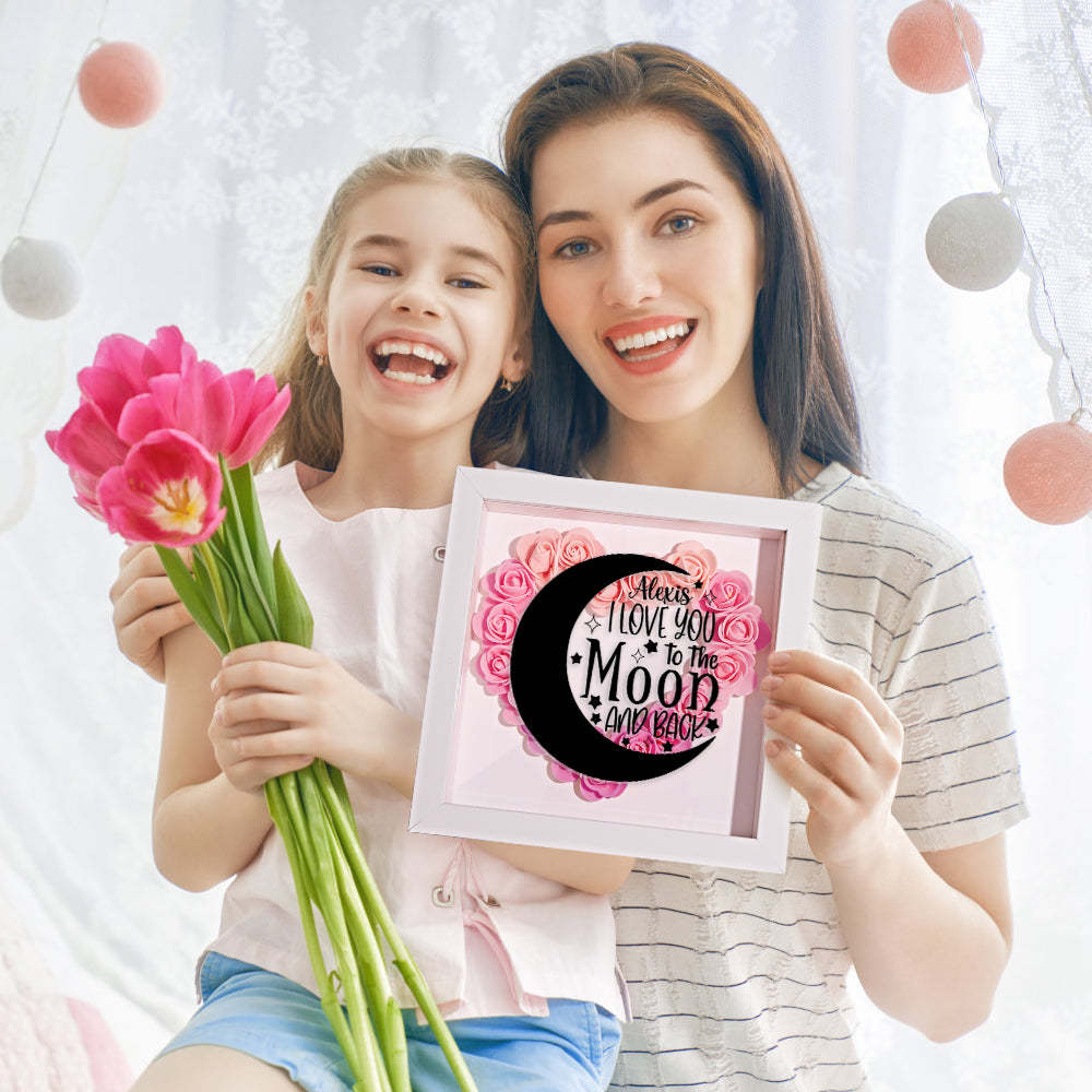 Custom Flower Shadow Box Personalized Moon Flower Shadowbox Frame Mother's Day Gift - Myphotowallet