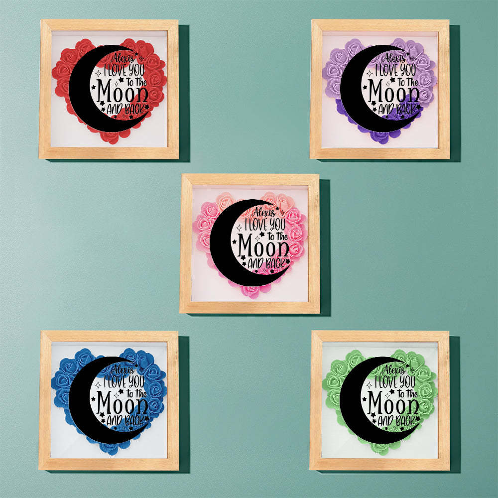 Custom Flower Shadow Box Personalized Moon Flower Shadowbox Frame Mother's Day Gift - Myphotowallet