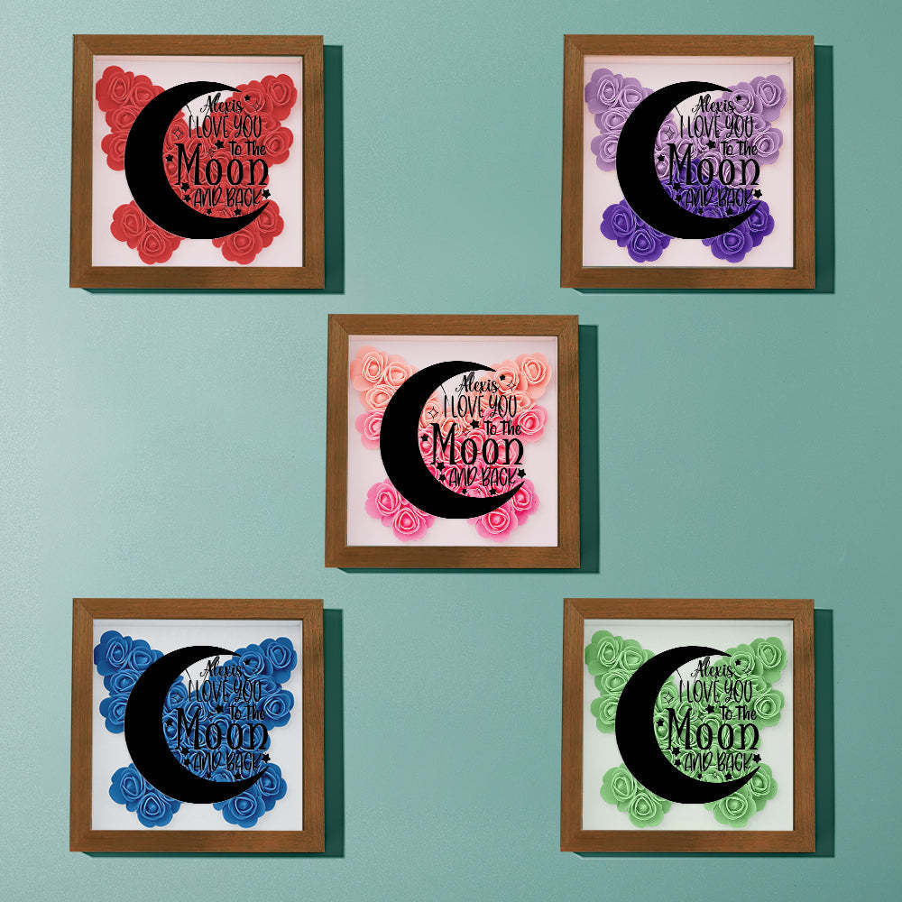 Custom Flower Shadow Box Personalized Moon Flower Shadowbox Frame Mother's Day Gift - Myphotowallet