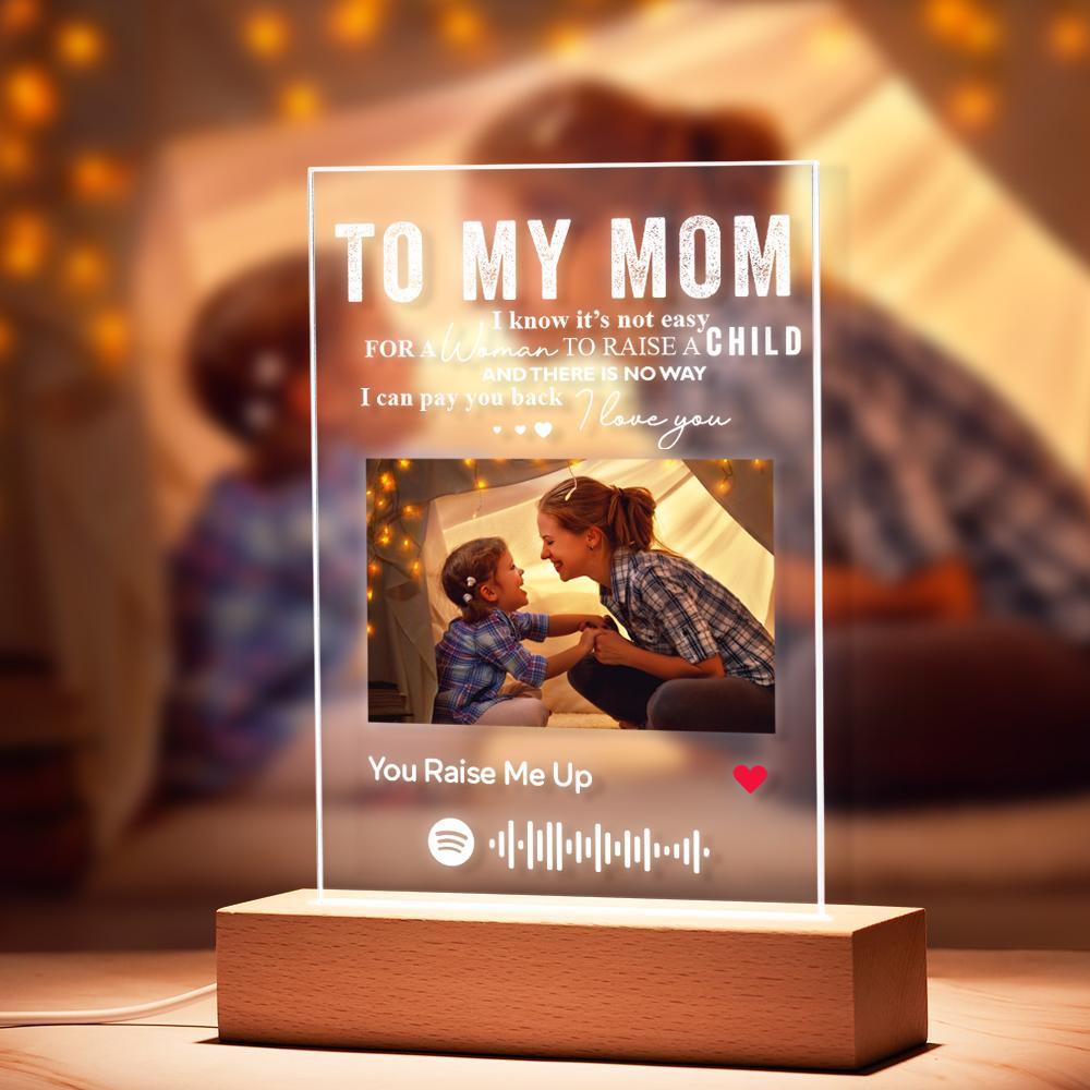 To My Mom Personalized Spotify Code Music Plaque Night Light(5.9in x 7.7in)