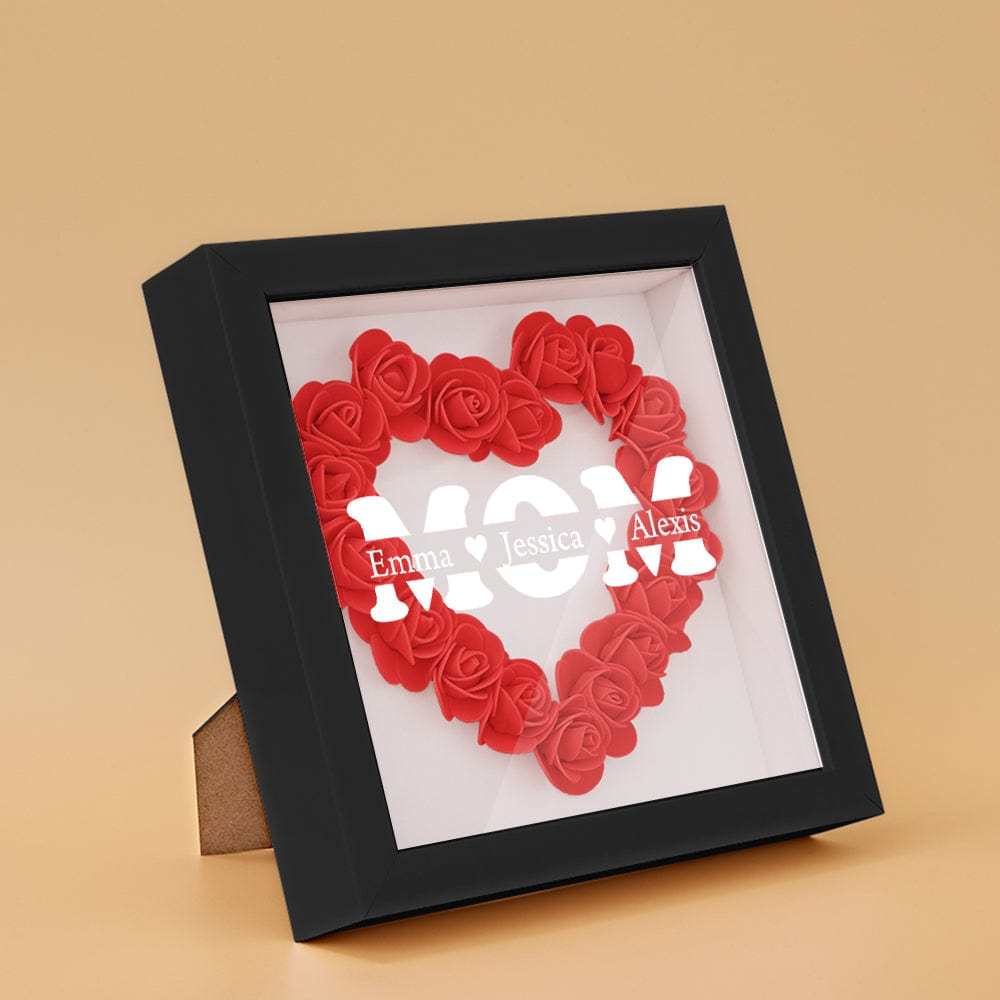 Personalized Flower Shadow Box With 3 Names Mother's Day Gifts for Mom - photowatch